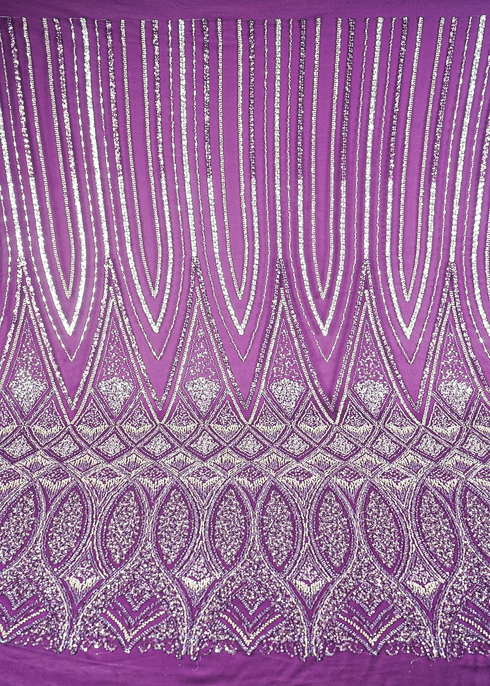 Purple Imported Net Fabric With All Over Sequins And Katdana Work With Border 24127