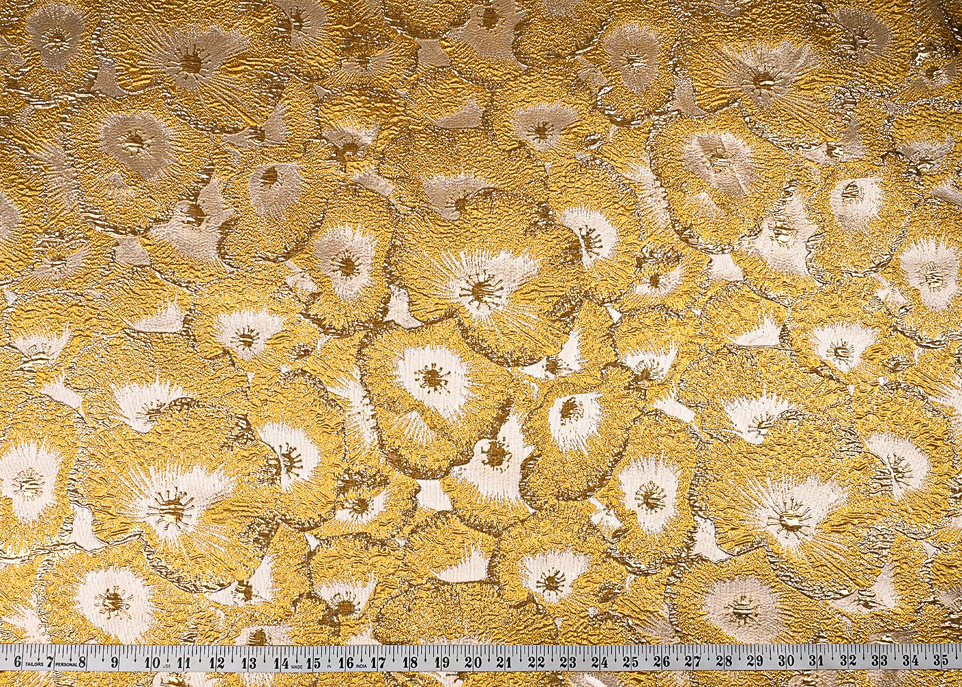 Yellow Imported Jacquard Fabric With All Over Foil Work 24131