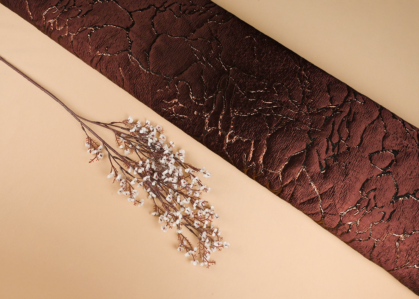 Brown Imported Jacquard Fabric With All Over Embosed Work 24136