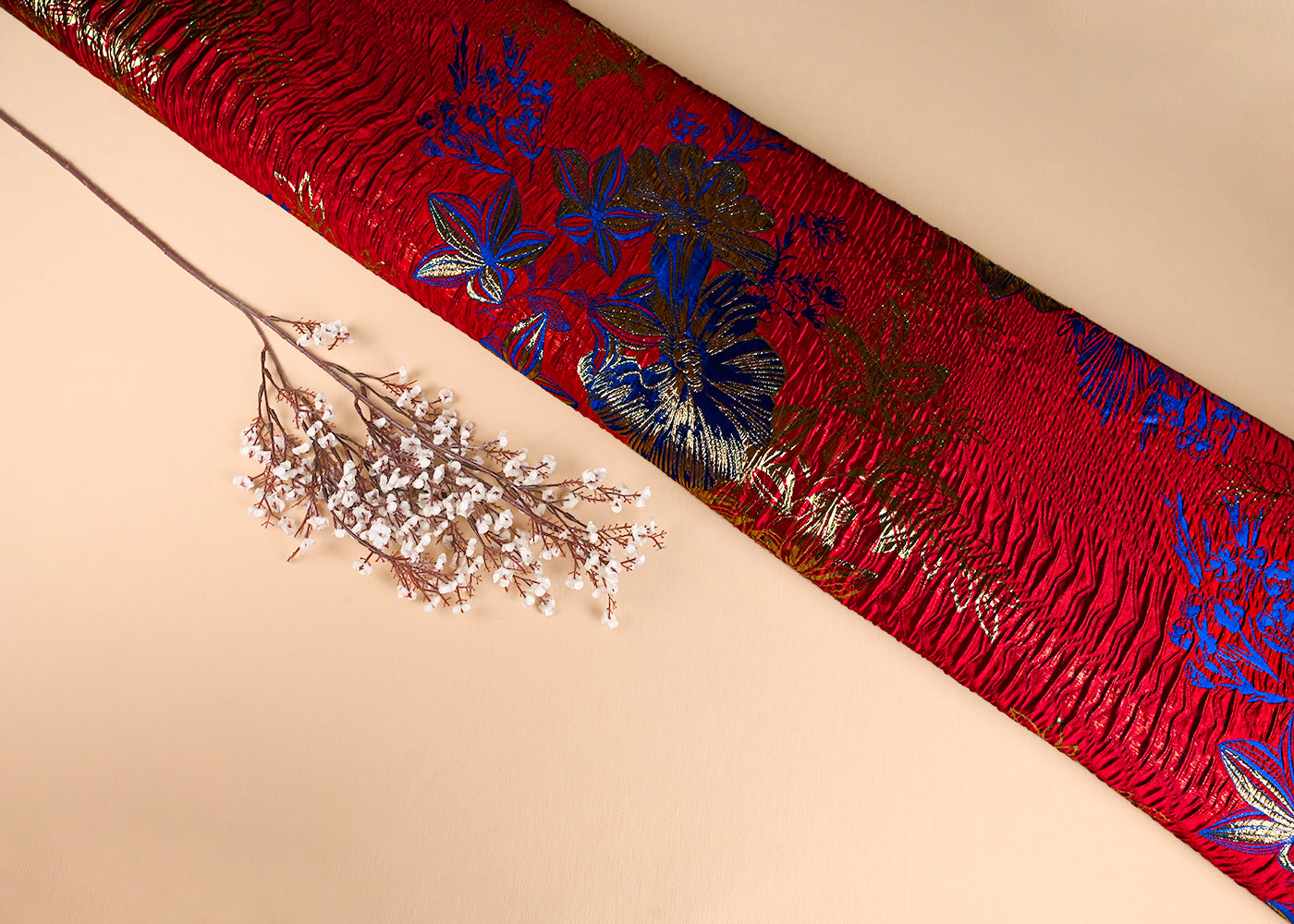 Mehroon Imported Jacquard Fabric With All Over Embosed Work 24137