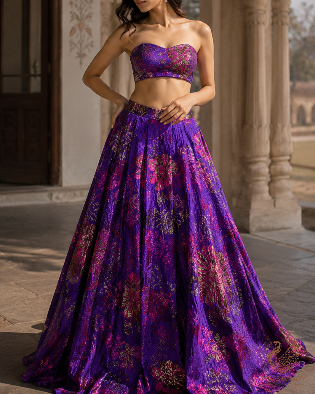 Purple Imported Jacquard Fabric With All Over Embosed Work 24139
