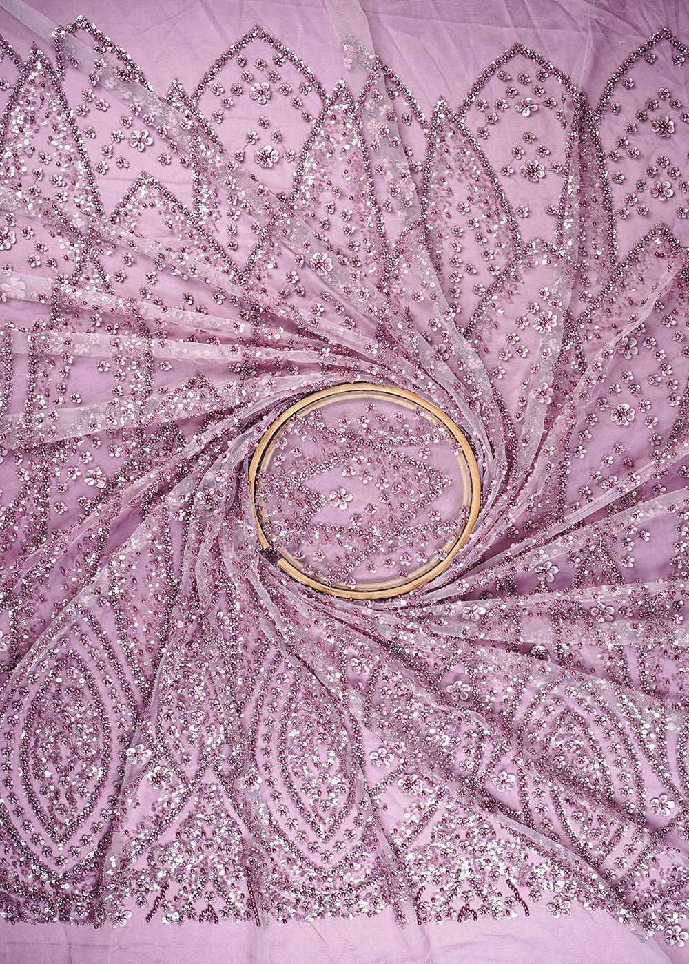 Mavue Imported Net Fabric With All Over Sequins And Katdana Work With Border 24141