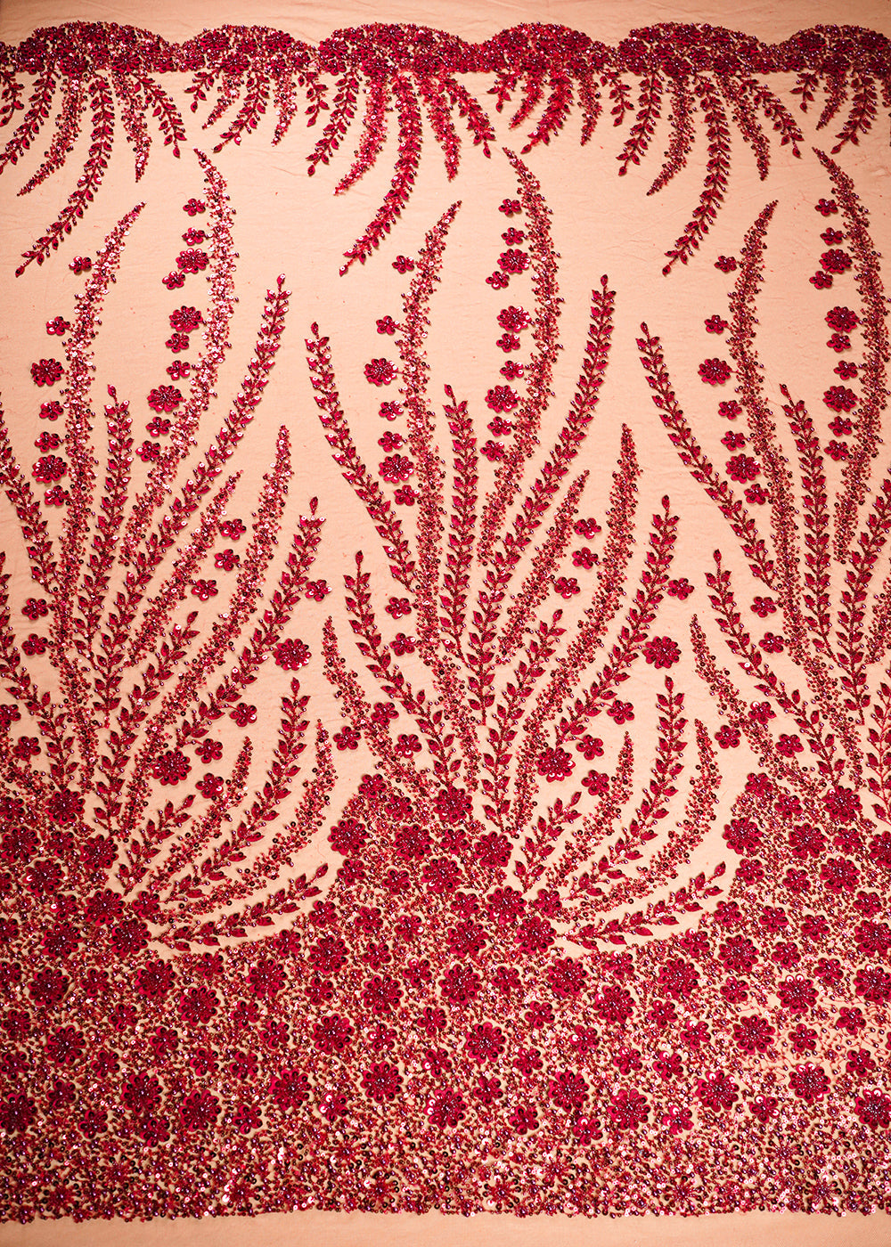 Mehroon Net Fabric With All Over Bead And Sequins Work 24145