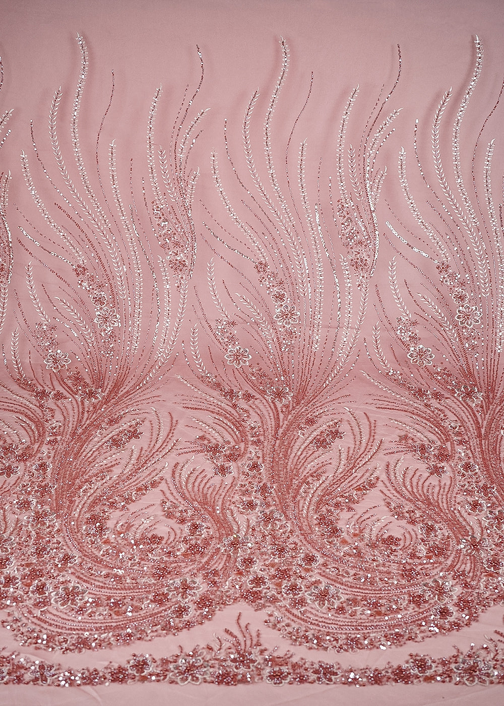 Onion Net Fabric With All Over Sequins, Katdana, Thread And Bead Work 24148