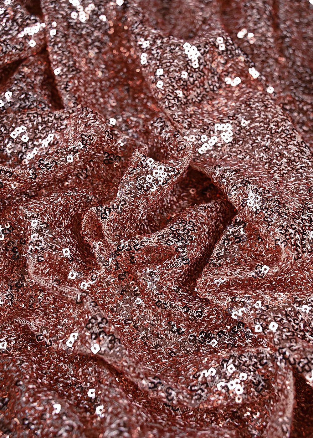 Rose Gold Net Fabric With All Over Sequins Work 24155