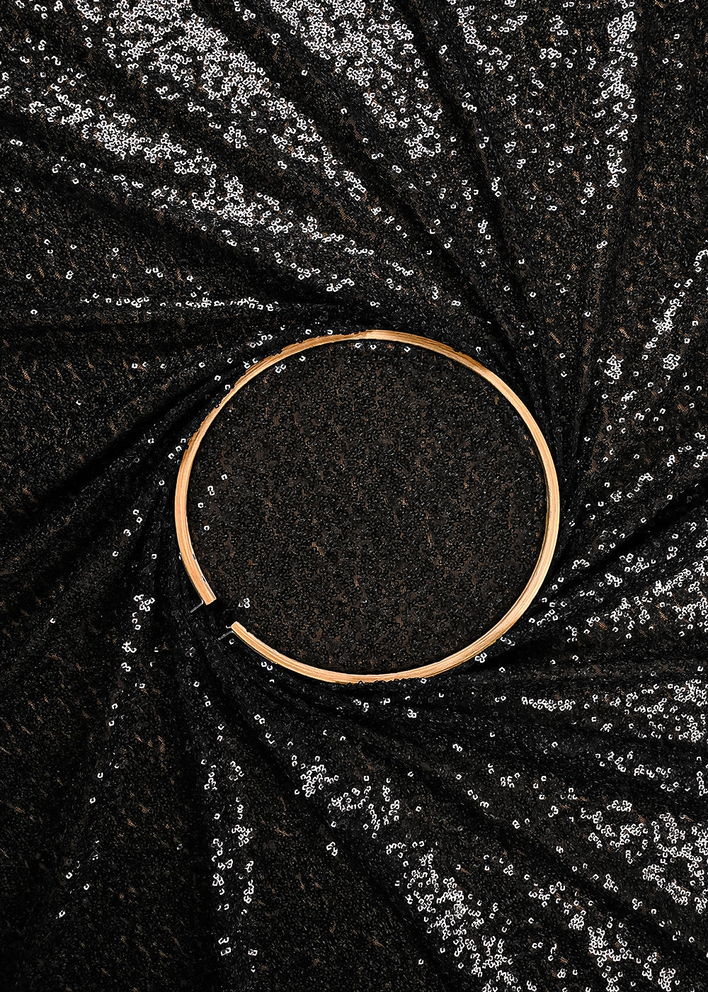 Black Net Fabric With All Over Sequins Work 24157