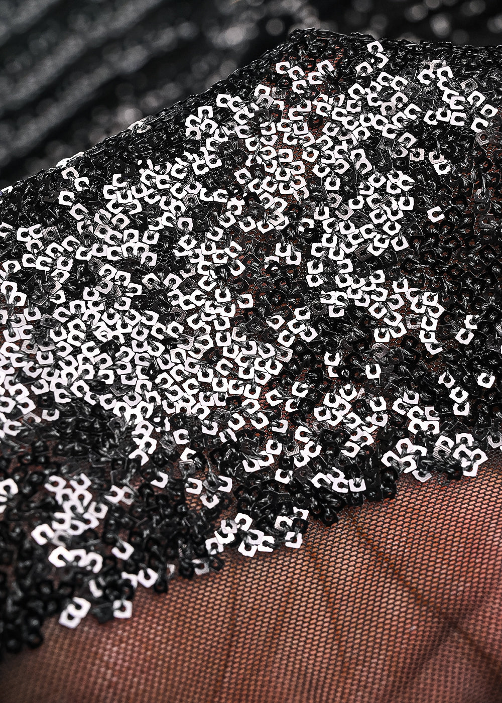 Black Net Fabric With All Over Sequins Work 24157