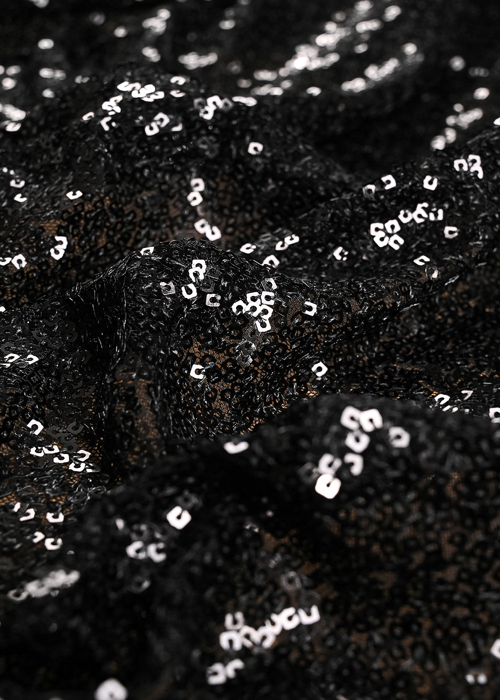 Black Net Fabric With All Over Sequins Work 24157