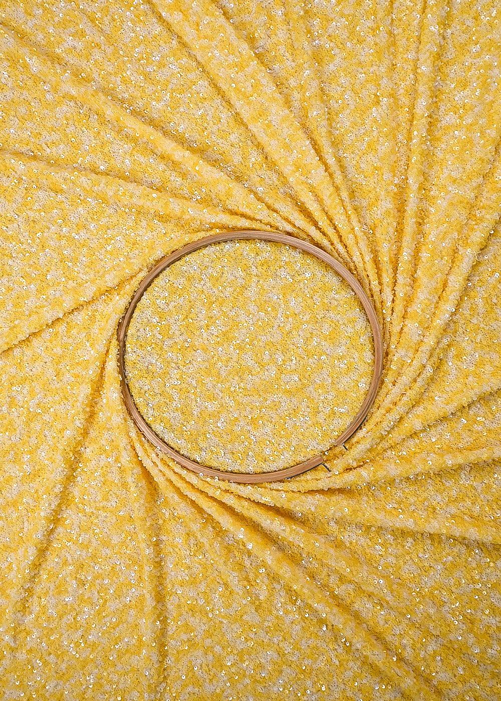 Yellow Lycra Net Fabric With All Over Sequins Work 24161