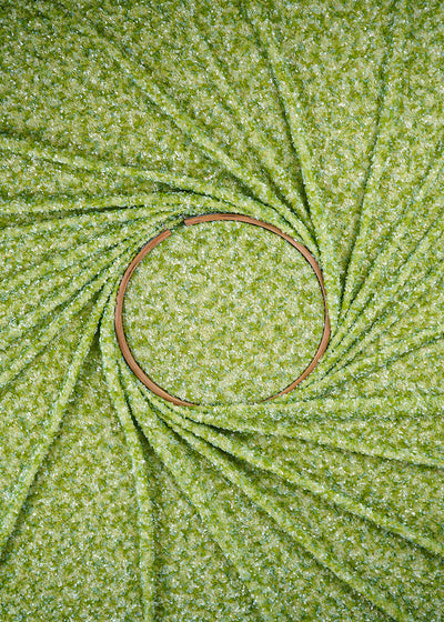 Green Lycra Net Fabric With All Over Sequins Work 24163