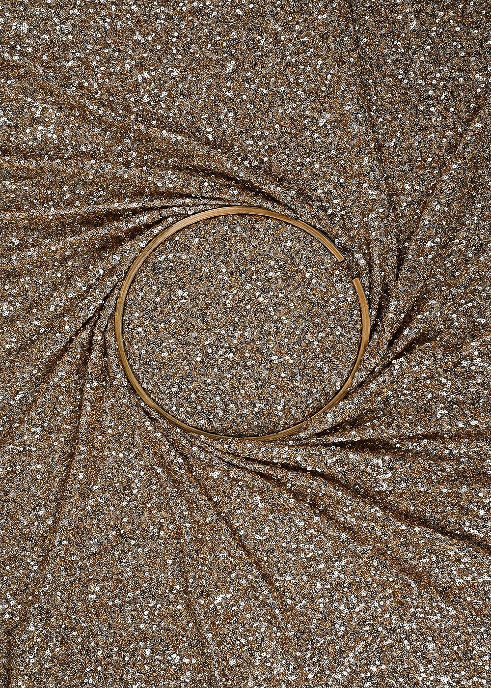 Gold Imported Net Fabric With All Over Sequins Work 24170