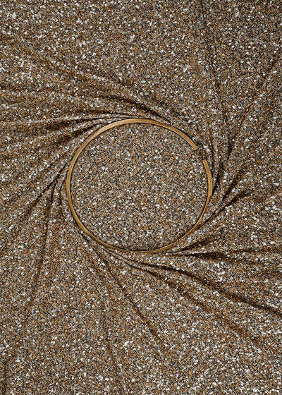 Gold Imported Net Fabric With All Over Sequins Work 24170