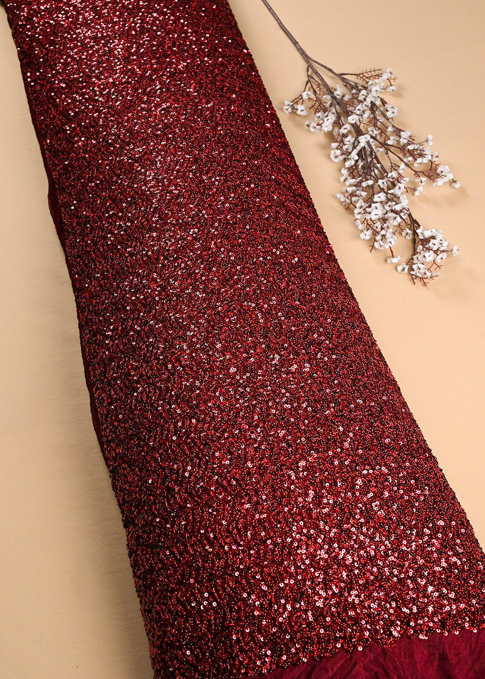 Shreya Kalra Inspired Edition | Maroon Imported Net Unstitched Fabric 24172