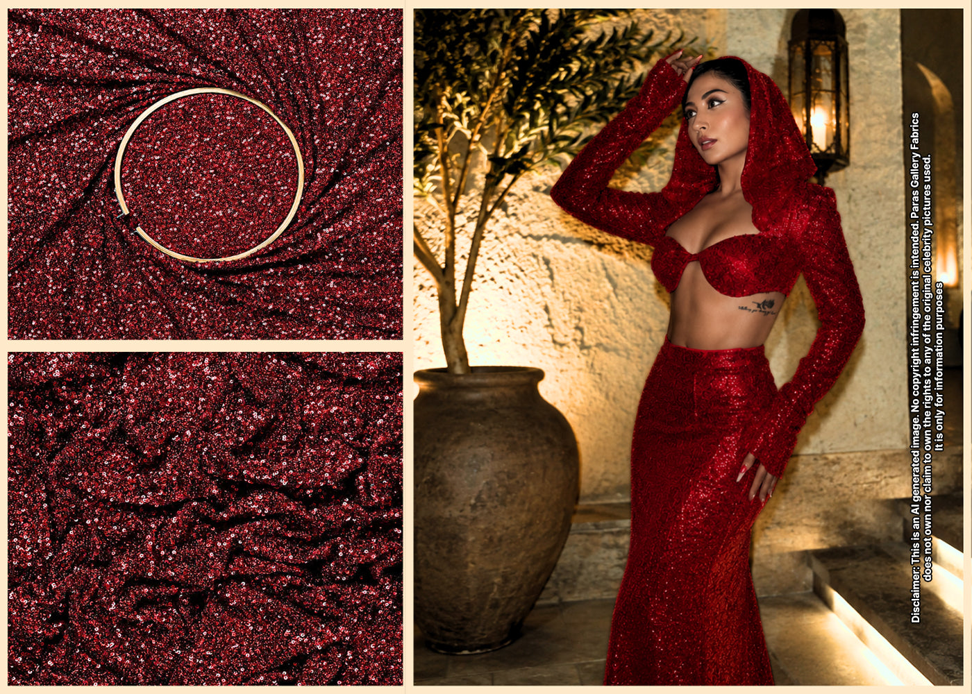 Shreya Kalra Inspired Edition | Maroon Imported Net Unstitched Fabric 24172