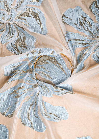 Powder Blue Imported Jacquard Fabric With All Over Foil Work 24175