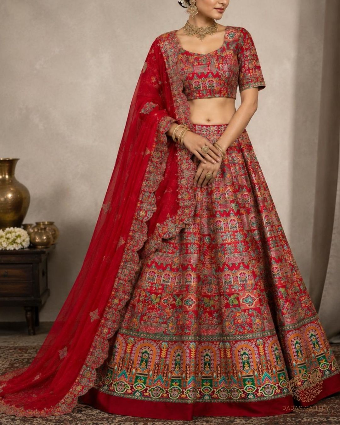 Orange Crepe Fabric With All Over Zari And Sequins Work With Border 24224