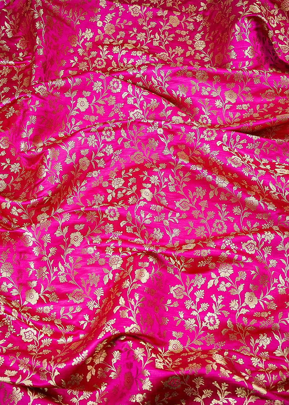 Magenta Banarasi Brocade Fabric With All Over Thread And Zari Handloom 24265