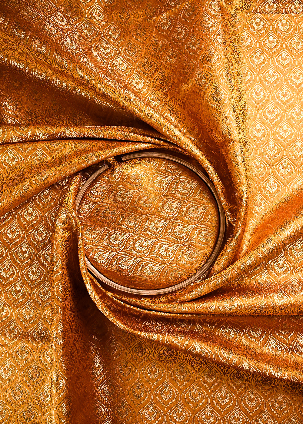 Mustard Banarasi Brocade Fabric With All Over Thread And Zari Handloom 24292