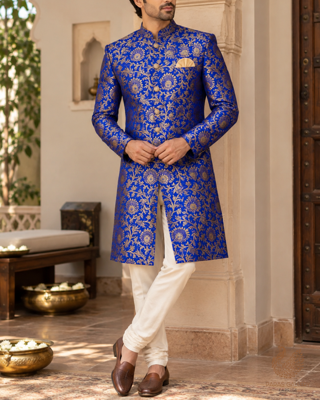 Purple Banarasi Brocade Fabric With All Over Thread And Zari Handloom 24298