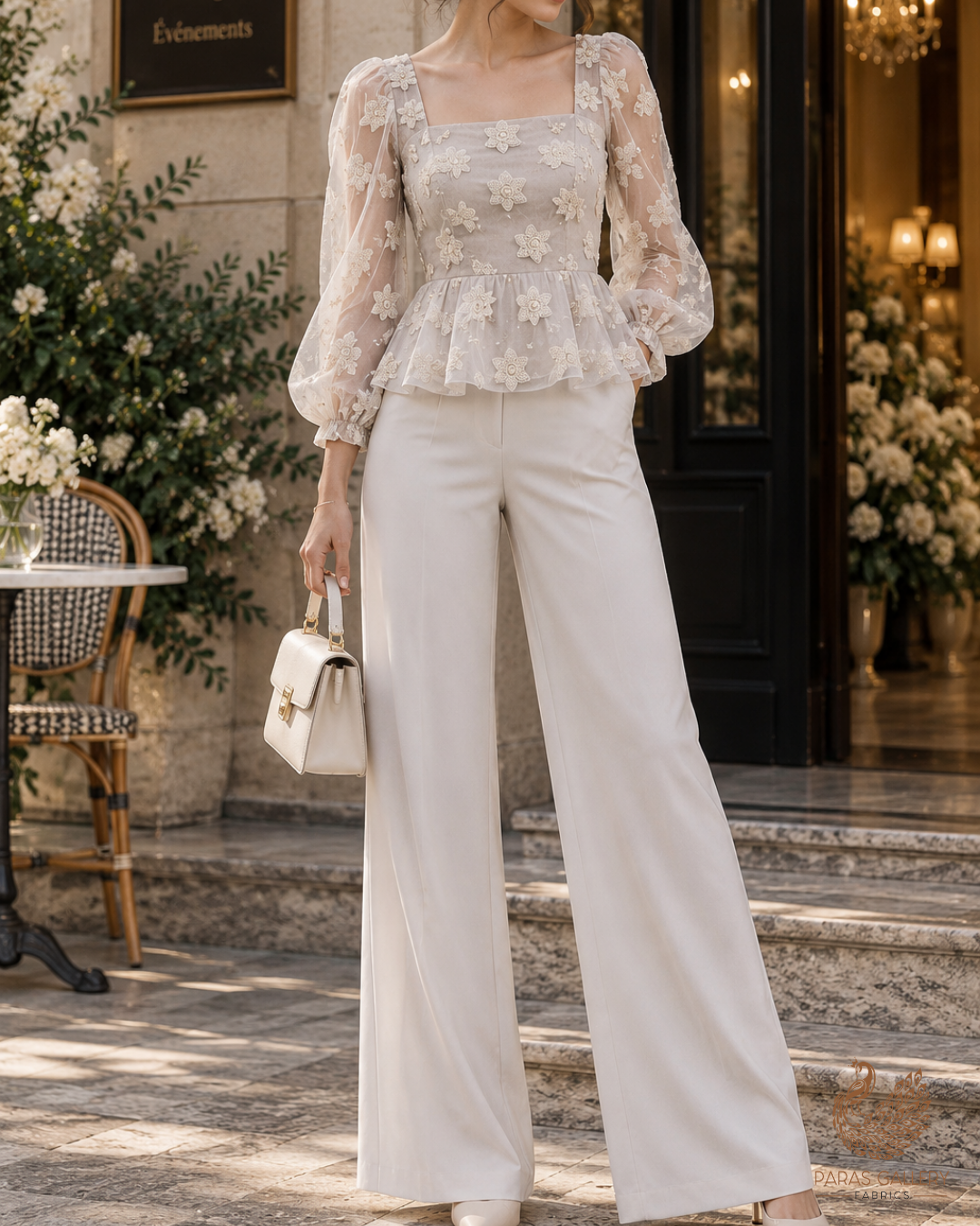White Dyeable Net Fabric With All Over Buti Of Sequins And Katdana Work 24302