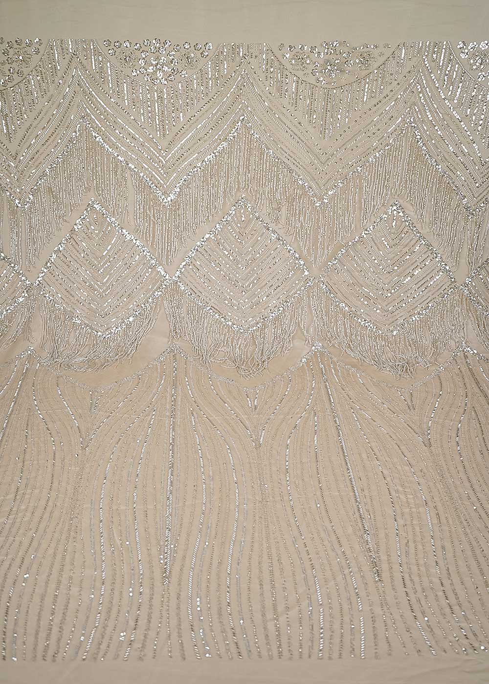 Chiku Imported Net Fabric With All Over Sequins And Katdana Work With One Side Heavy Border 24313