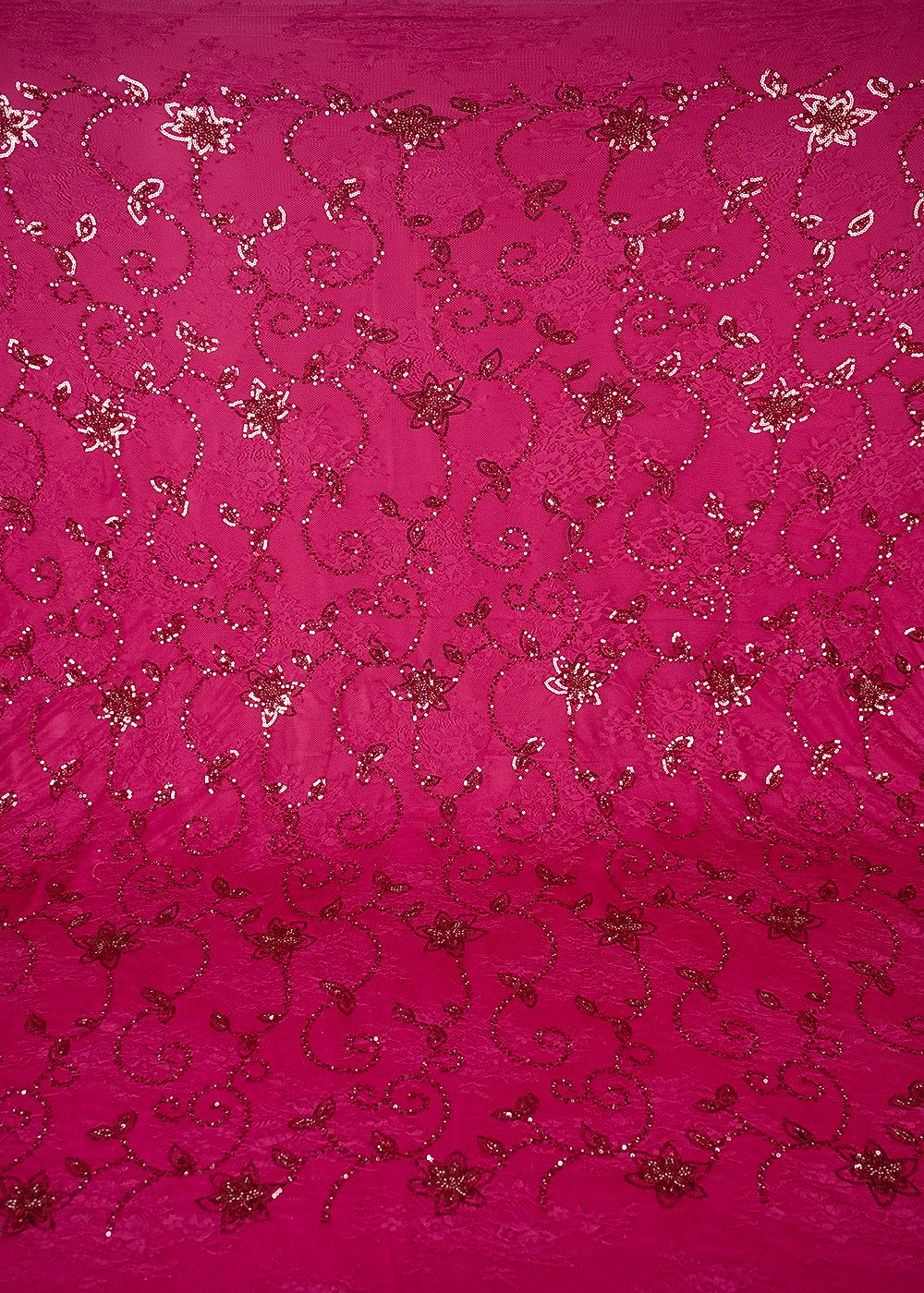 Maroon Sandlin Lace Fabric With All Over Sequins And Katdana Work 24327