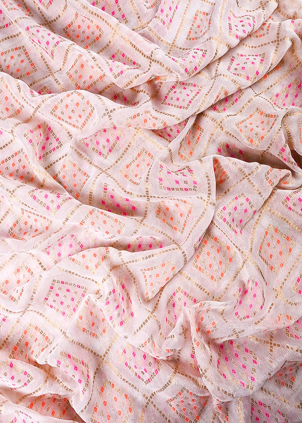 White Dyeable Georgette Fabric With All Over Thread And Zari Handloom 24415
