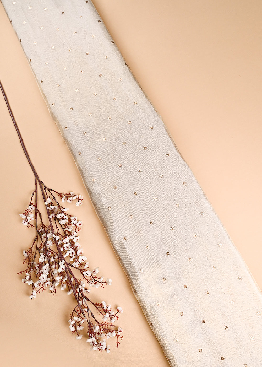 Golden Dyeable Tissue Fabric With All Over Zari Handloom 24419