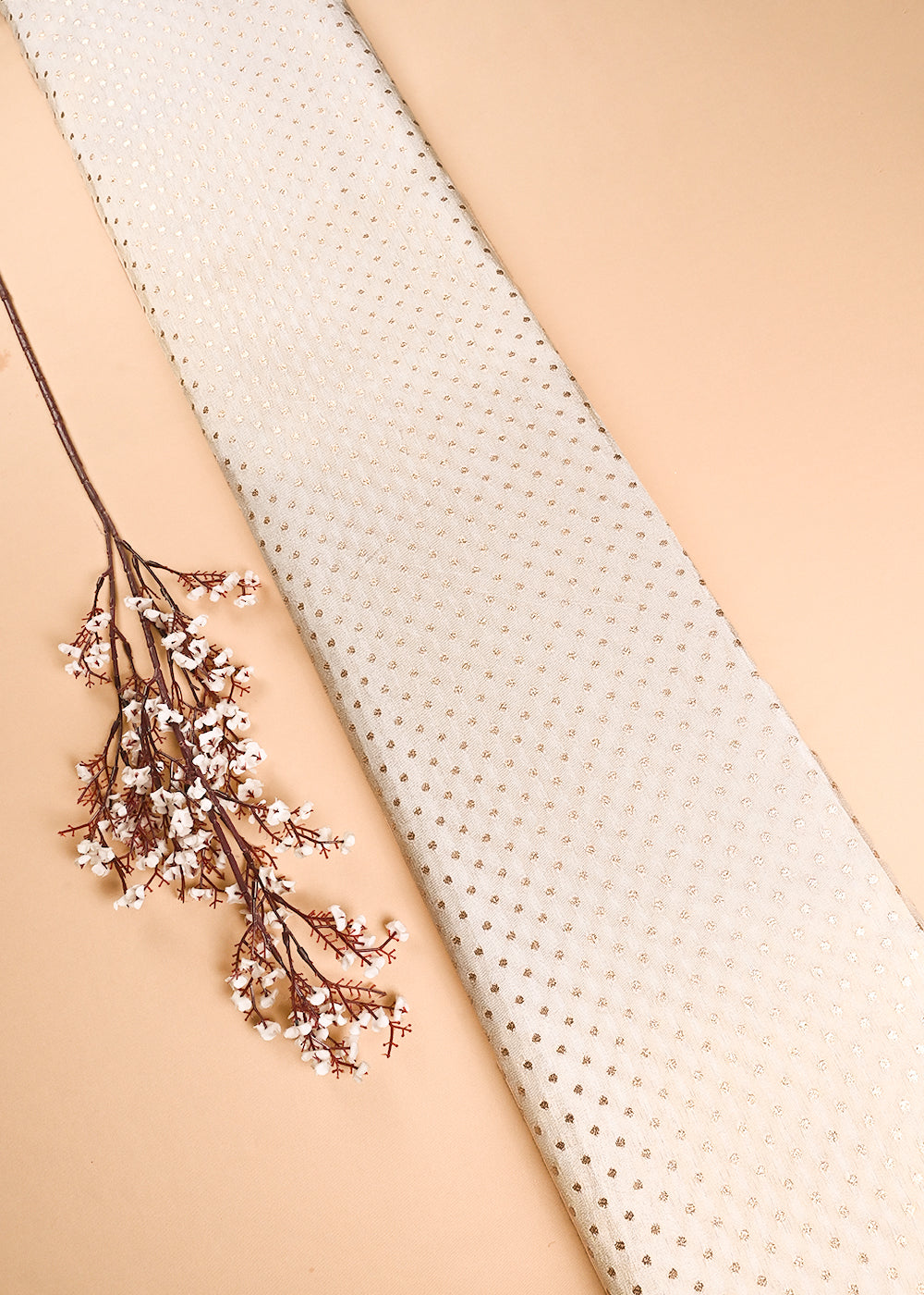 Golden Dyeable Tissue Fabric With All Over Zari Handloom 24420