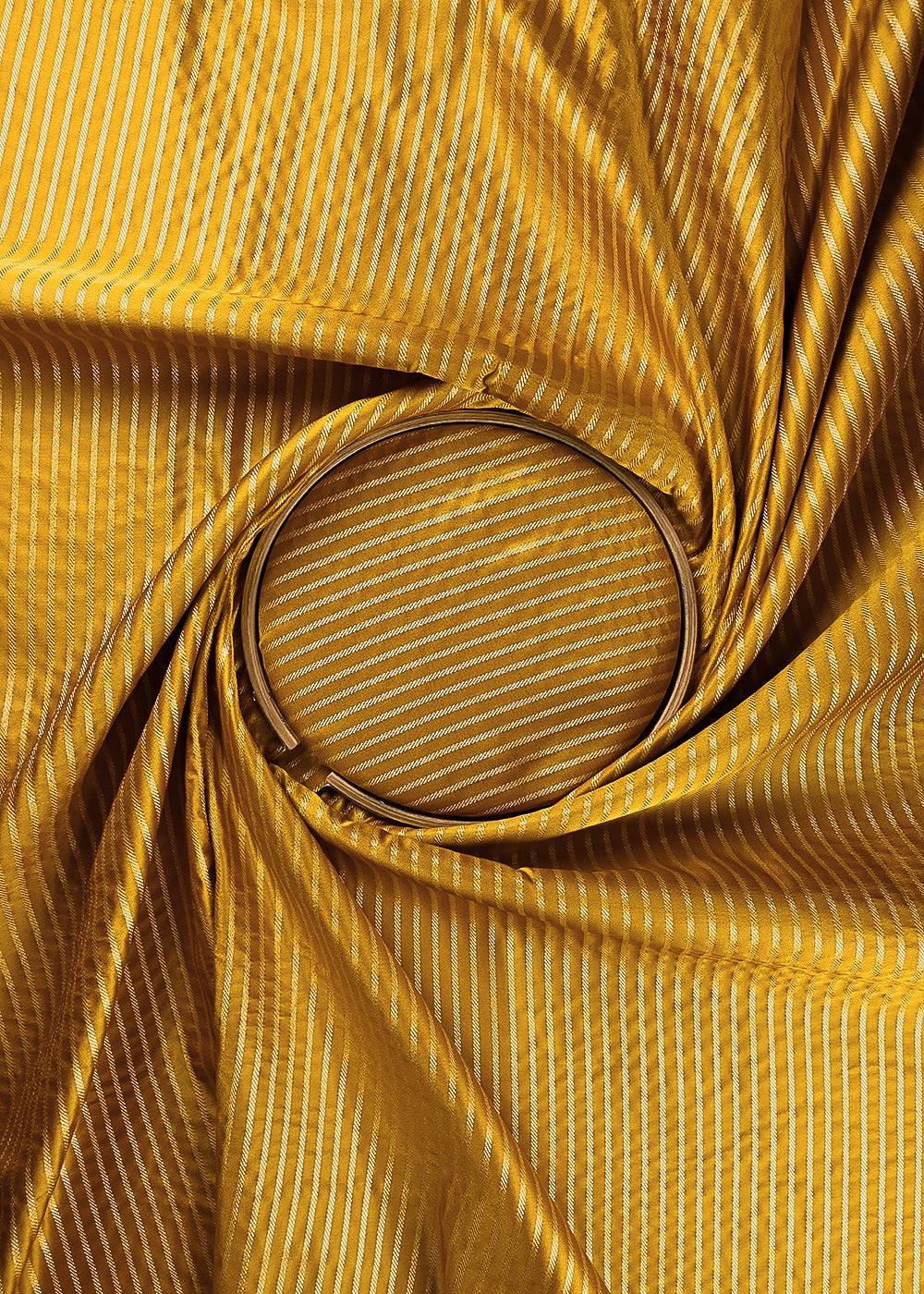 Mustard Banarasi Brocade Fabric With All Over Thread And Zari Handloom 24427