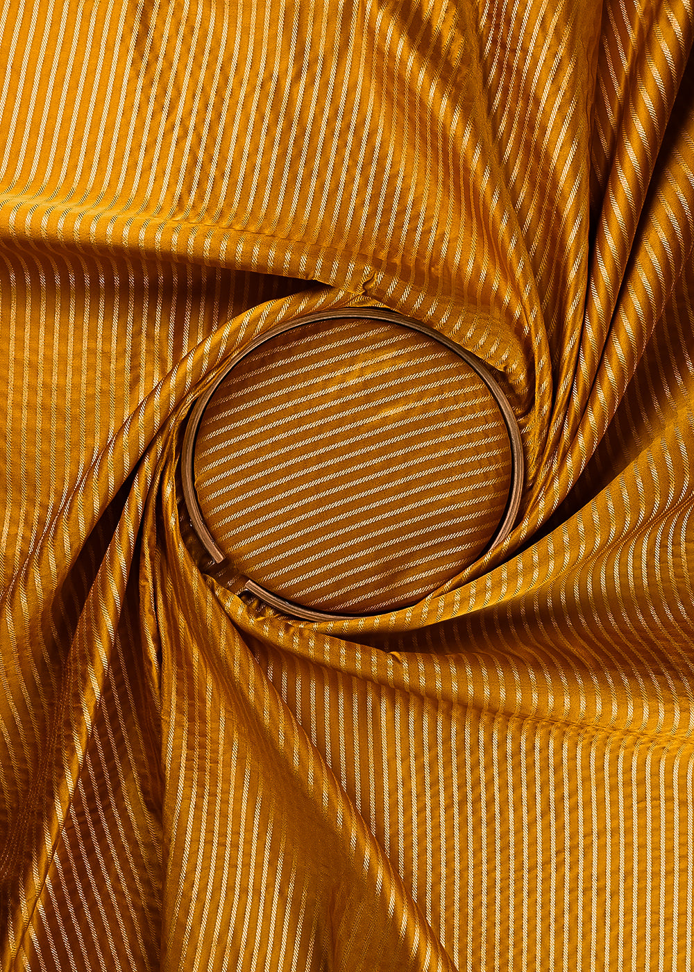 Mustard Banarasi Brocade Fabric With All Over Thread And Zari Handloom 24427