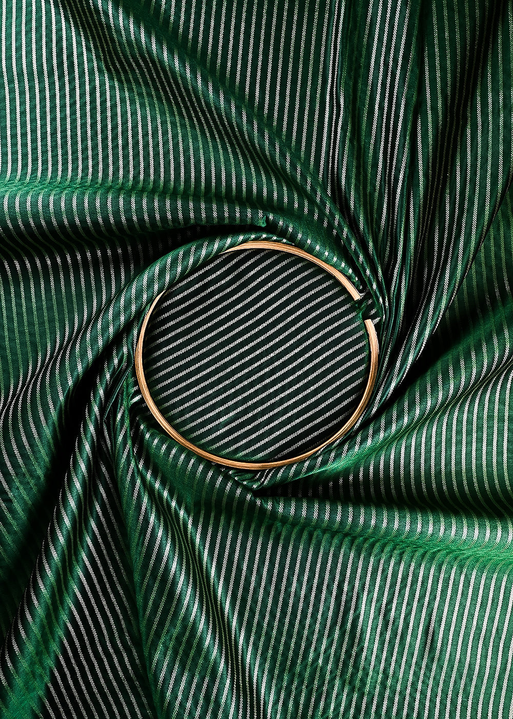 Bottle Green Banarasi Brocade Fabric With All Over Thread And Zari Handloom 24433