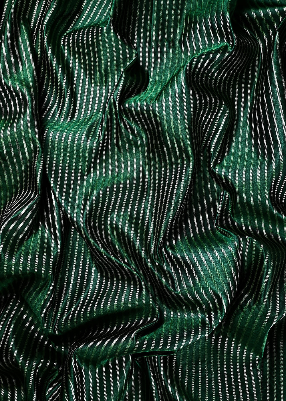 Bottle Green Banarasi Brocade Fabric With All Over Thread And Zari Handloom 24433