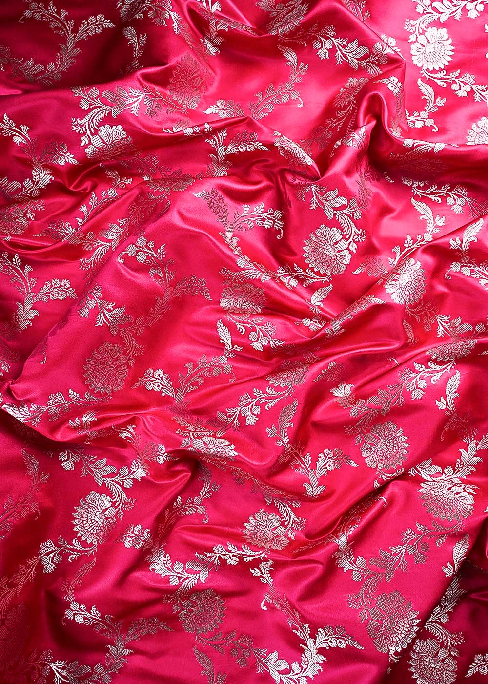 Pink Banarasi Brocade Fabric With All Over Thread And Zari Handloom 24435