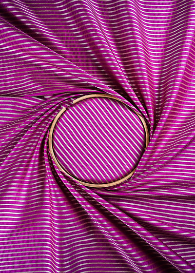 Purple Banarasi Brocade Fabric With All Over Thread And Zari Handloom 24438