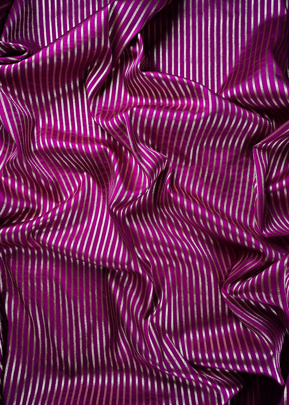 Purple Banarasi Brocade Fabric With All Over Thread And Zari Handloom 24438