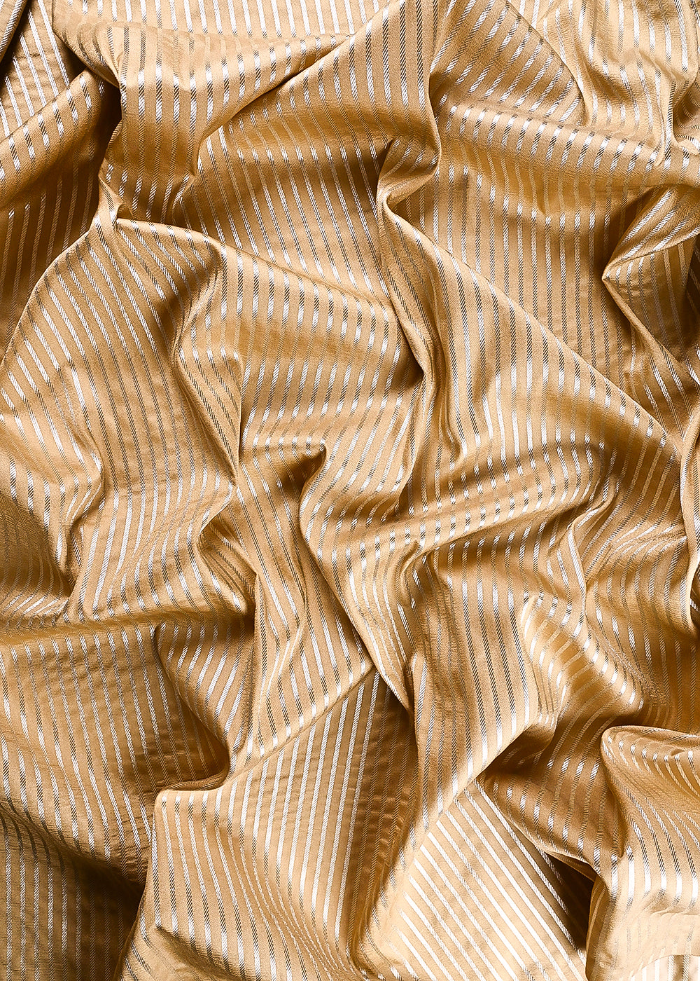 Golden Banarasi Brocade Fabric With All Over Thread And Zari Handloom 24442