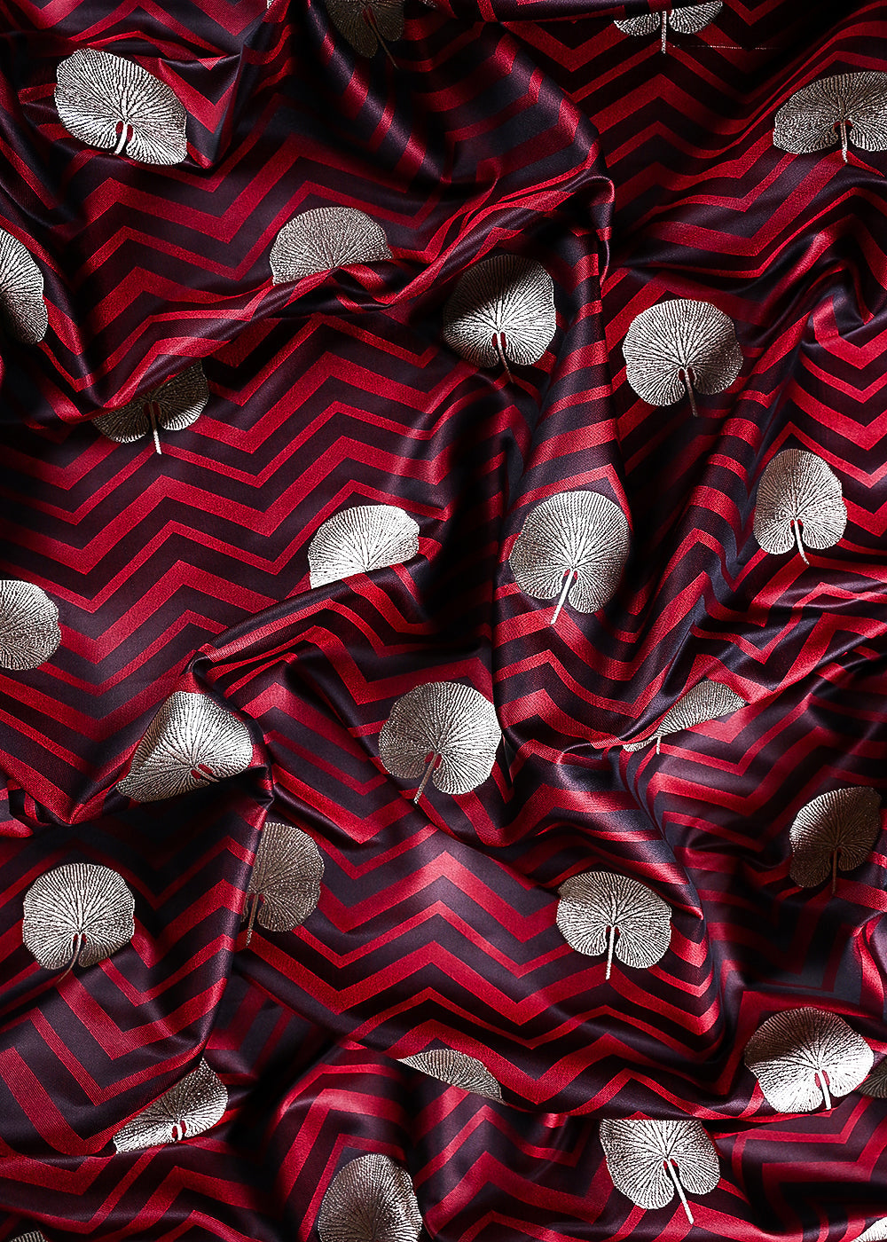 Maroon Banarasi Brocade Fabric With All Over Zari Handloom 24446