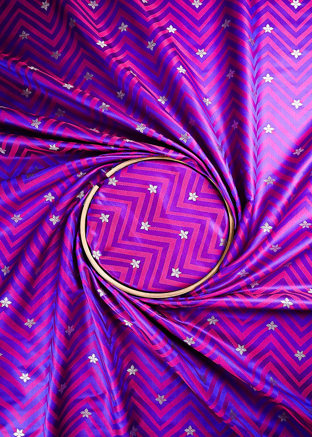 Violet Banarasi Brocade Fabric With All Over Zari Handloom 24455