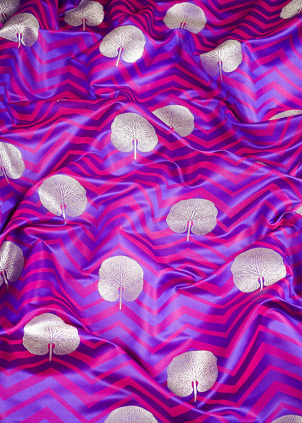 Violet Banarasi Brocade Fabric With All Over Zari Handloom 24456
