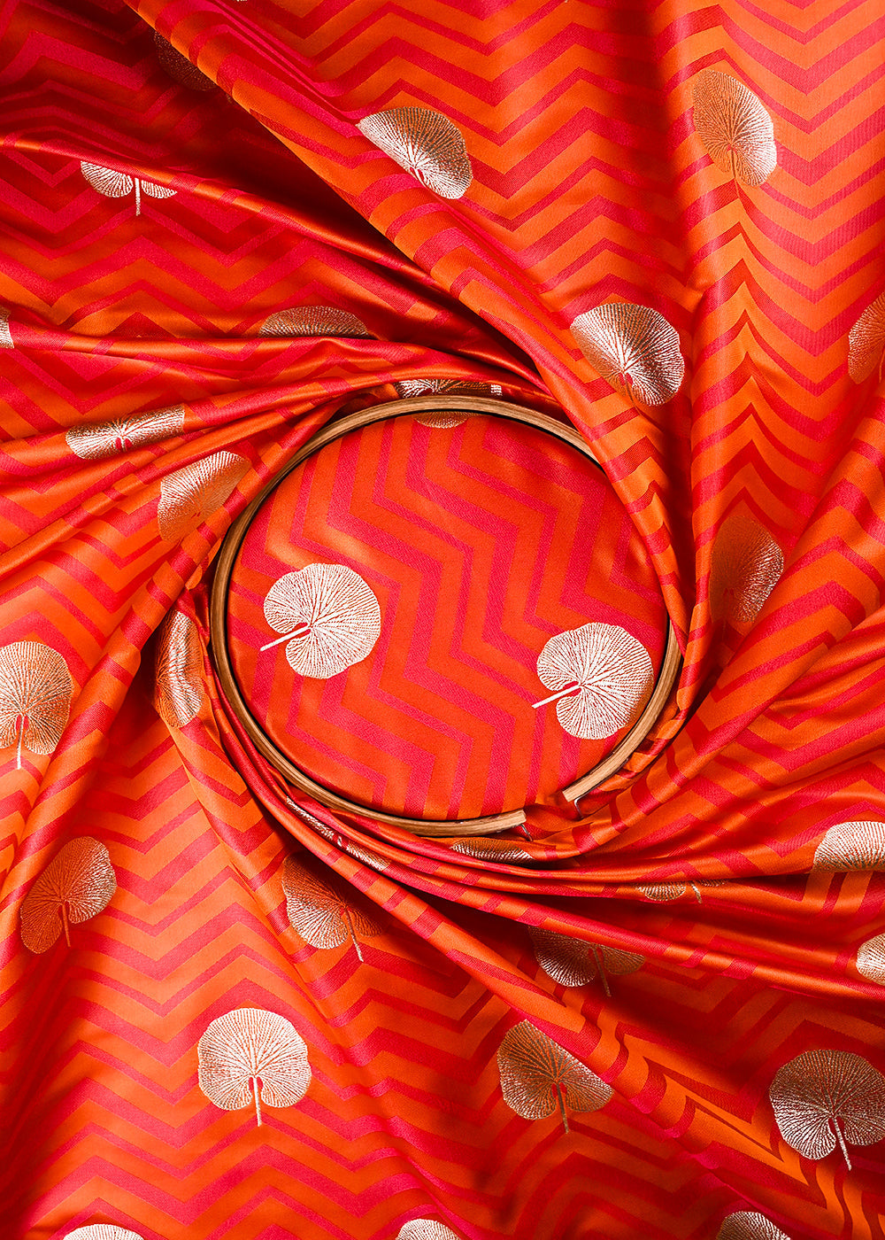 Orange-Banarasi-Brocade-Fabric-With-All-Over-Zari-Handloom-24458
