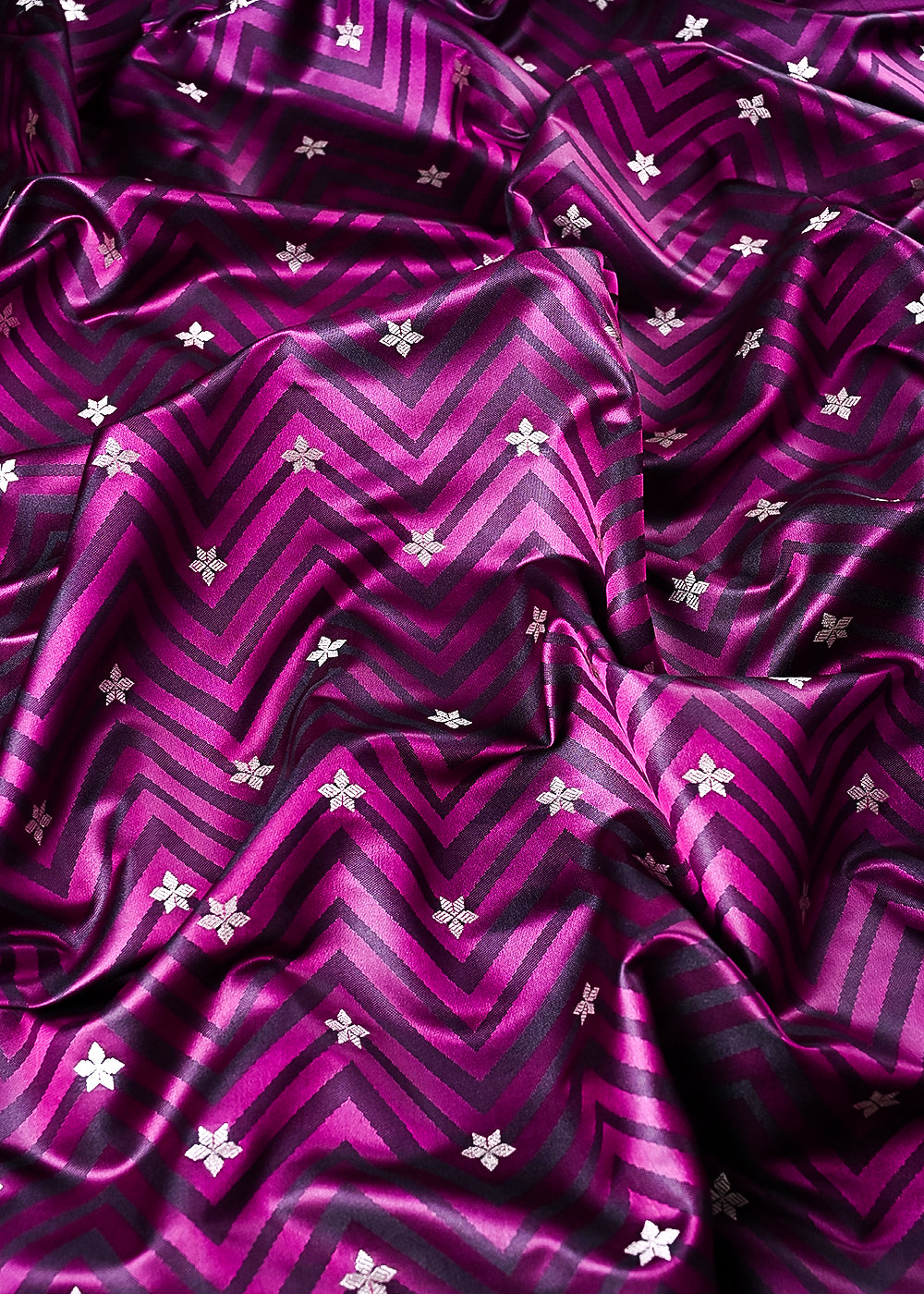 Purple Banarasi Brocade Fabric With All Over Zari Handloom 24461