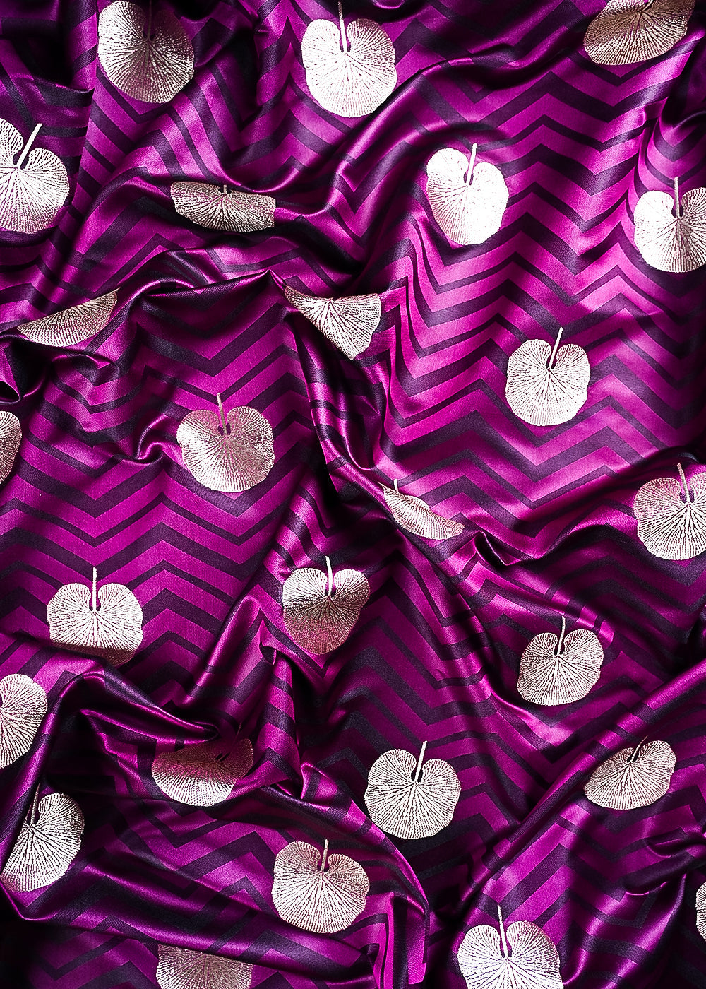 Purple Banarasi Brocade Fabric With All Over Zari Handloom 24462