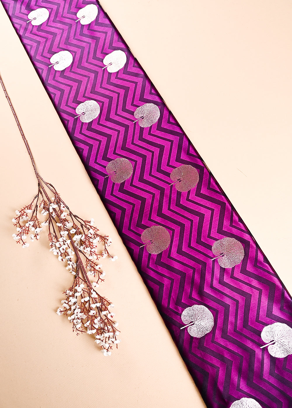Purple Banarasi Brocade Fabric With All Over Zari Handloom 24462
