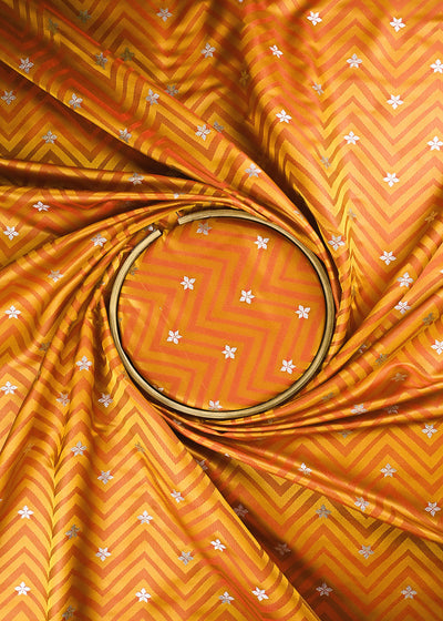 Mustard Banarasi Brocade Fabric With All Over Zari Handloom 24464