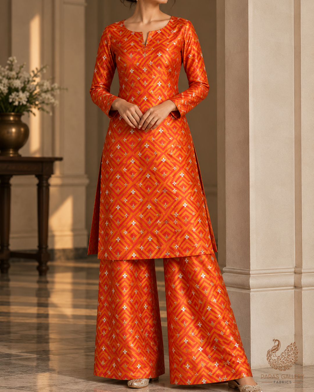 Mustard Banarasi Brocade Fabric With All Over Zari Handloom 24464