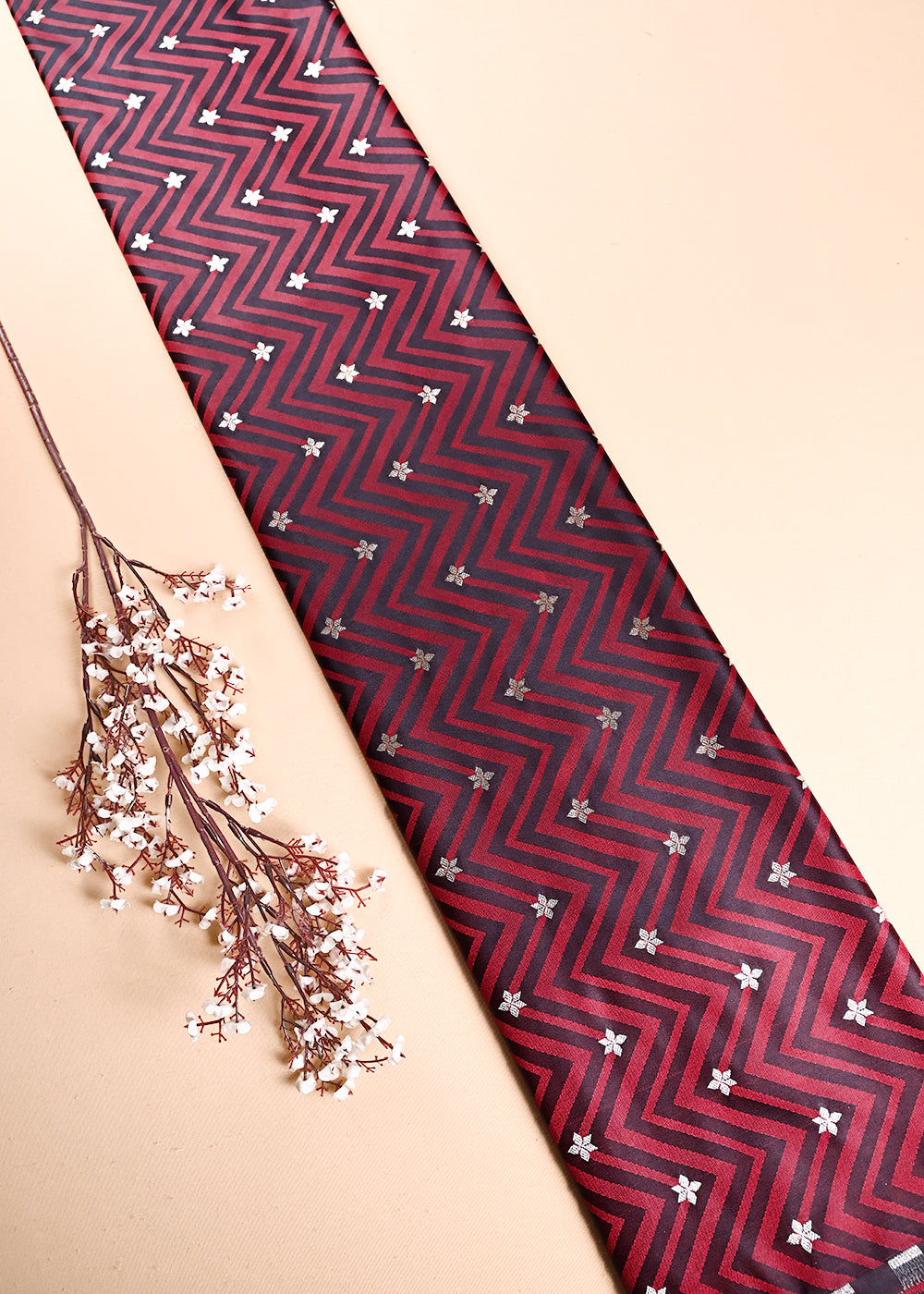 Maroon Banarasi Brocade Fabric With All Over Zari Handloom 24465
