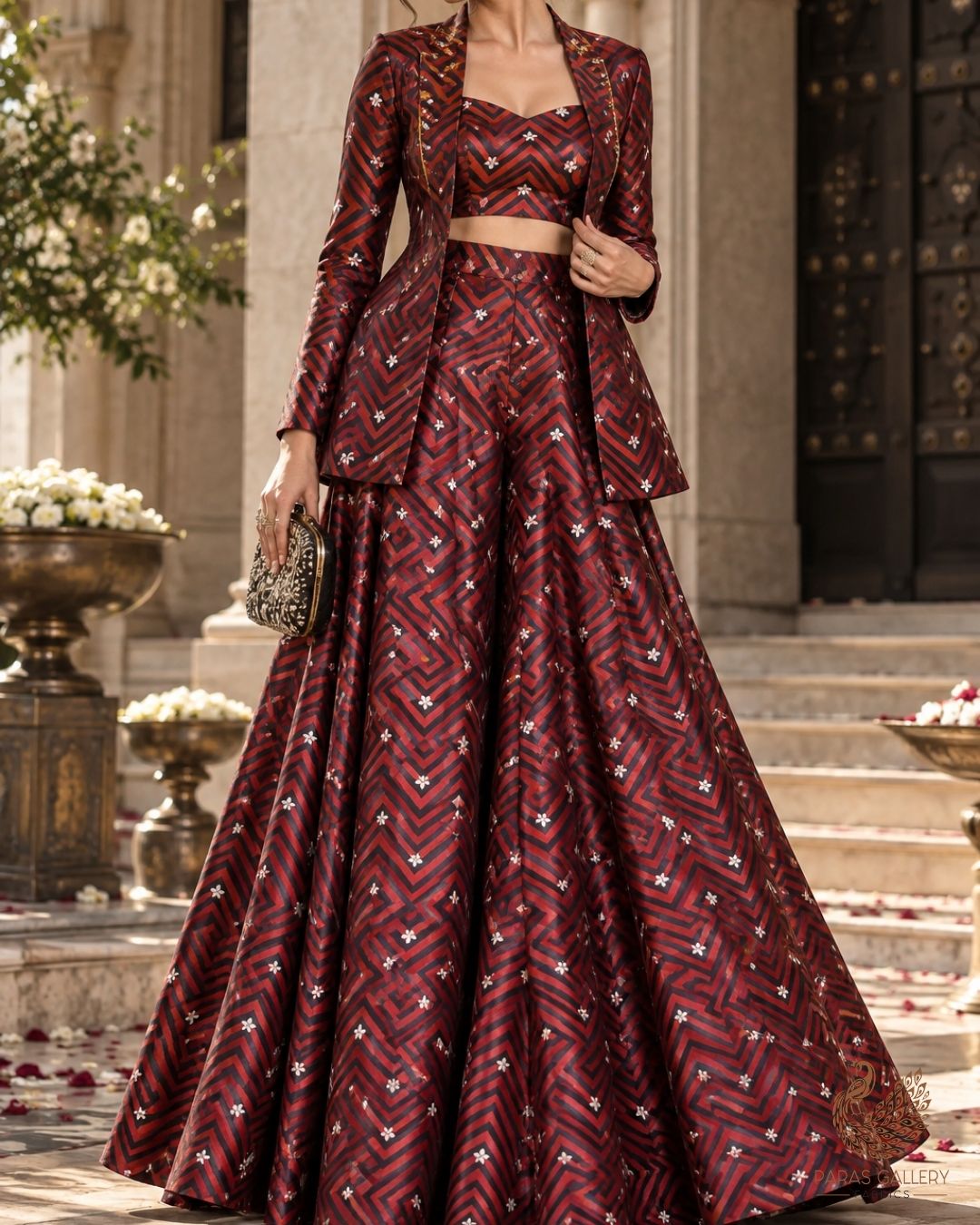 Maroon Banarasi Brocade Fabric With All Over Zari Handloom 24465