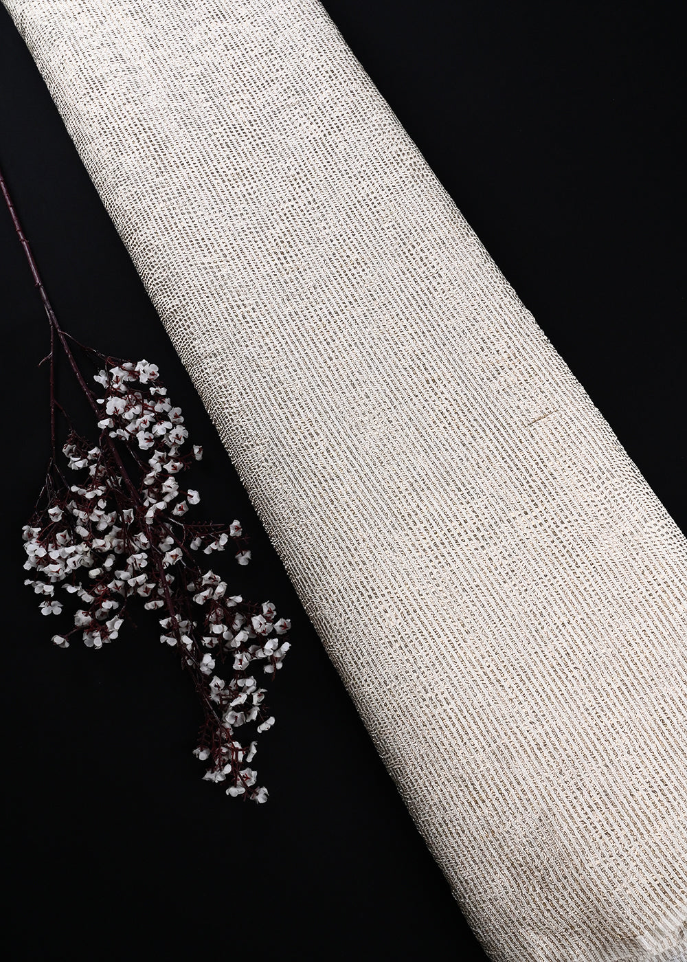 White Dyeable Chanderi Fabric With All Over Zari Handloom 24466