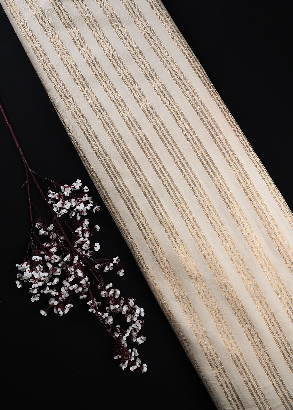 White Dyeable Chanderi Fabric With All Over Zari Handloom 24468